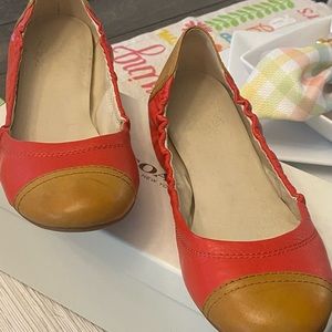 Red&beige Coach ballet flats size 7.5